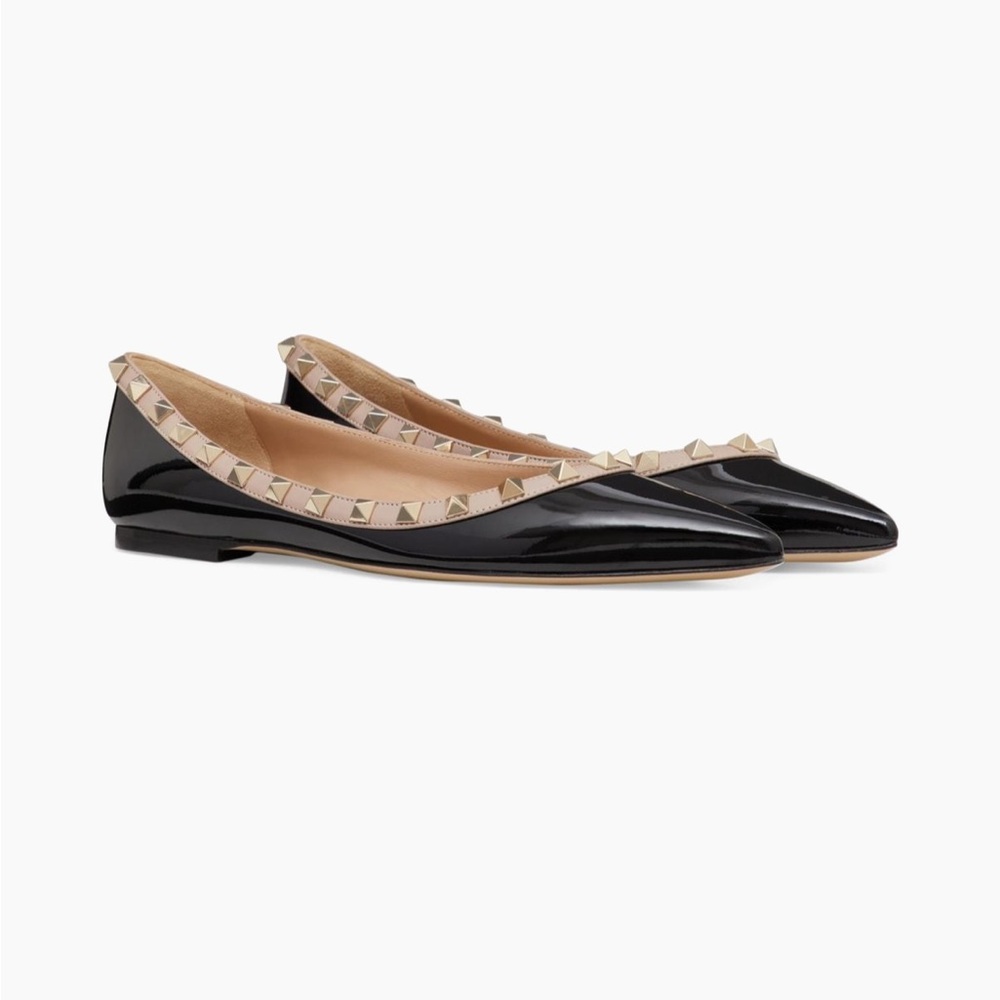Valentino Patent Rockstud Ballet Flats (Black Poudre, IT 39, US 9) - Picture 4 of 13
